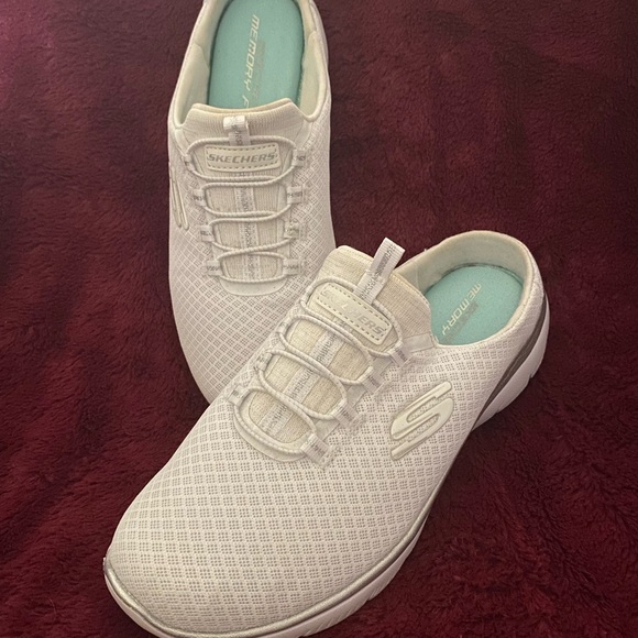 Skechers Women's White Slip-On Sneakers - Picture 2 of 7